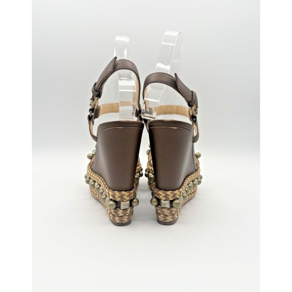Christian Louboutin Cataconico 120 Brown Leather Wedge Espadrilles Size EU 38 - Picture 7 of 13